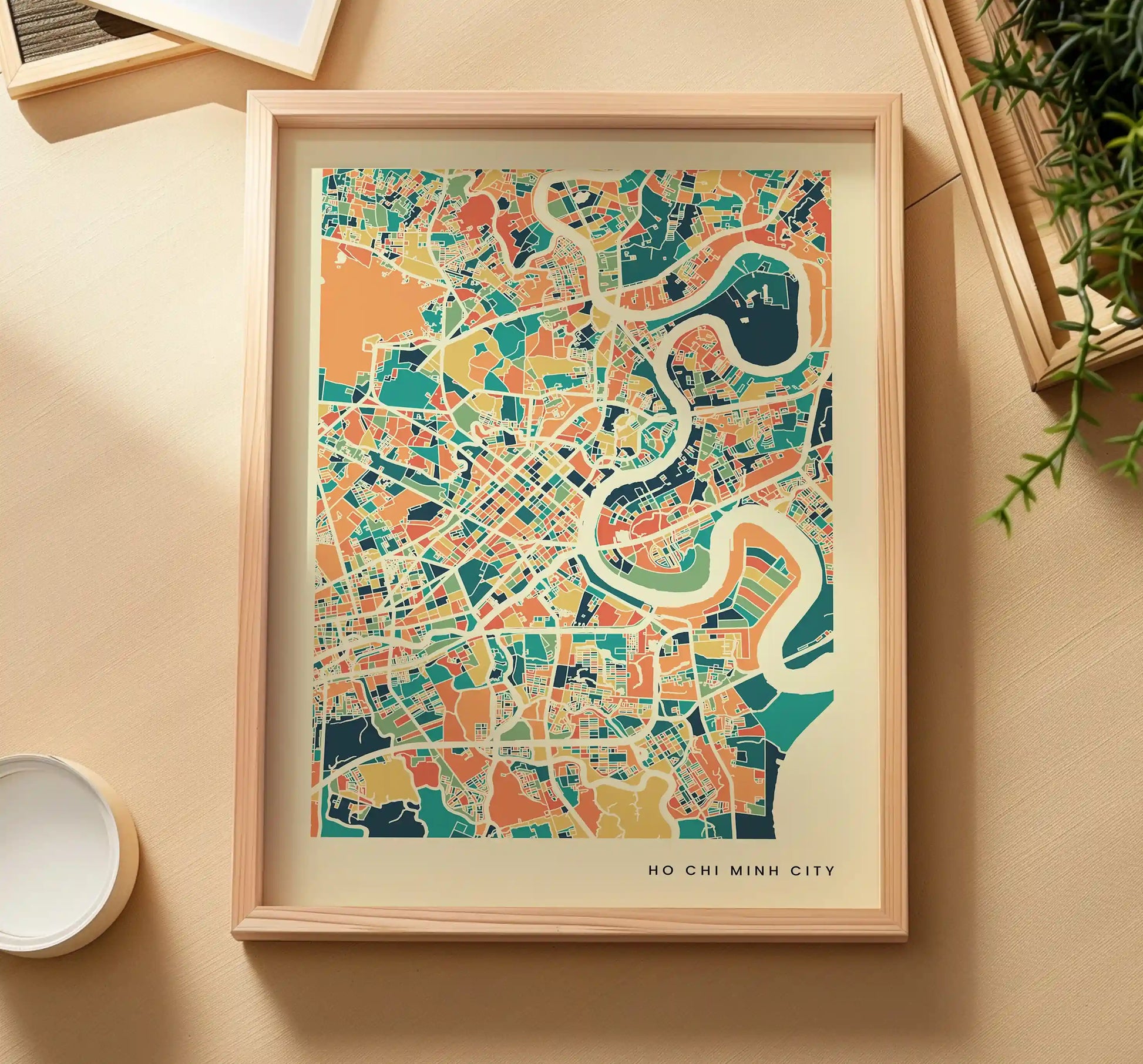 Ho Chi Minh City Stadtkarte Poster – Polychroma Modern Art Print