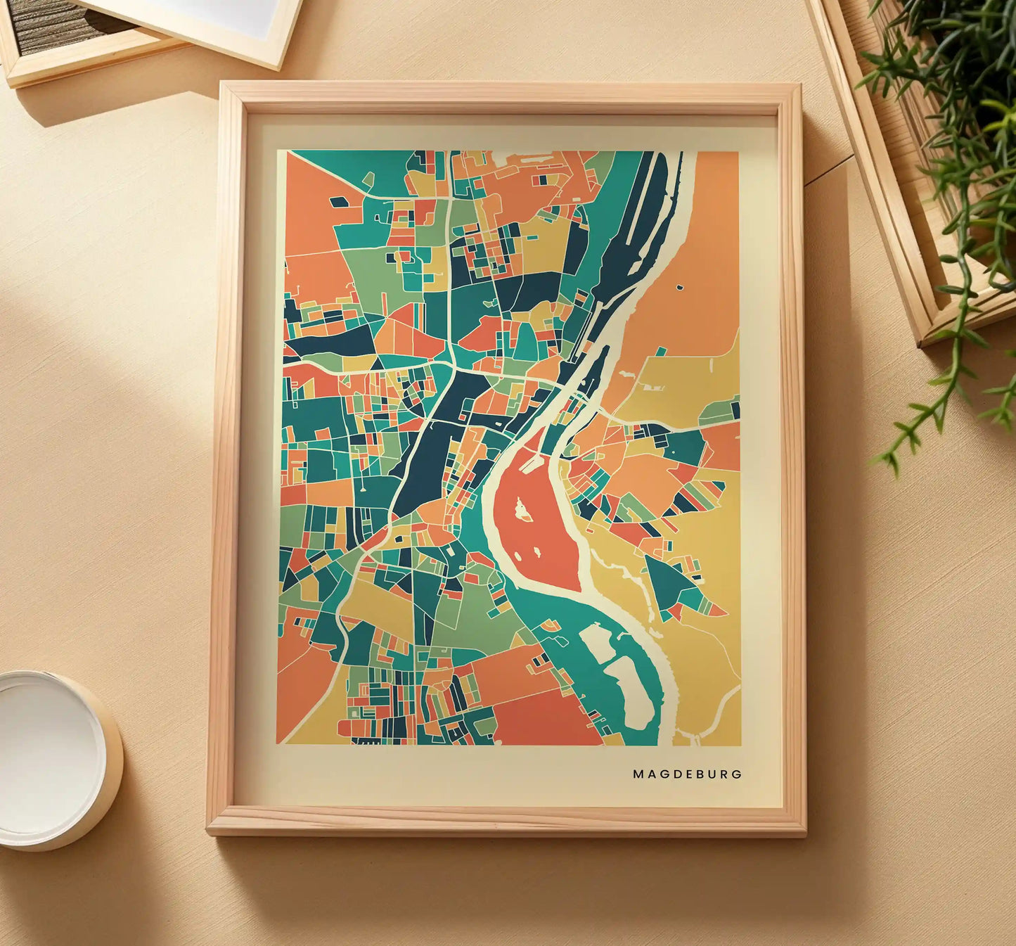 Magdeburg Stadtkarte Poster – Polychroma Modern Art Print
