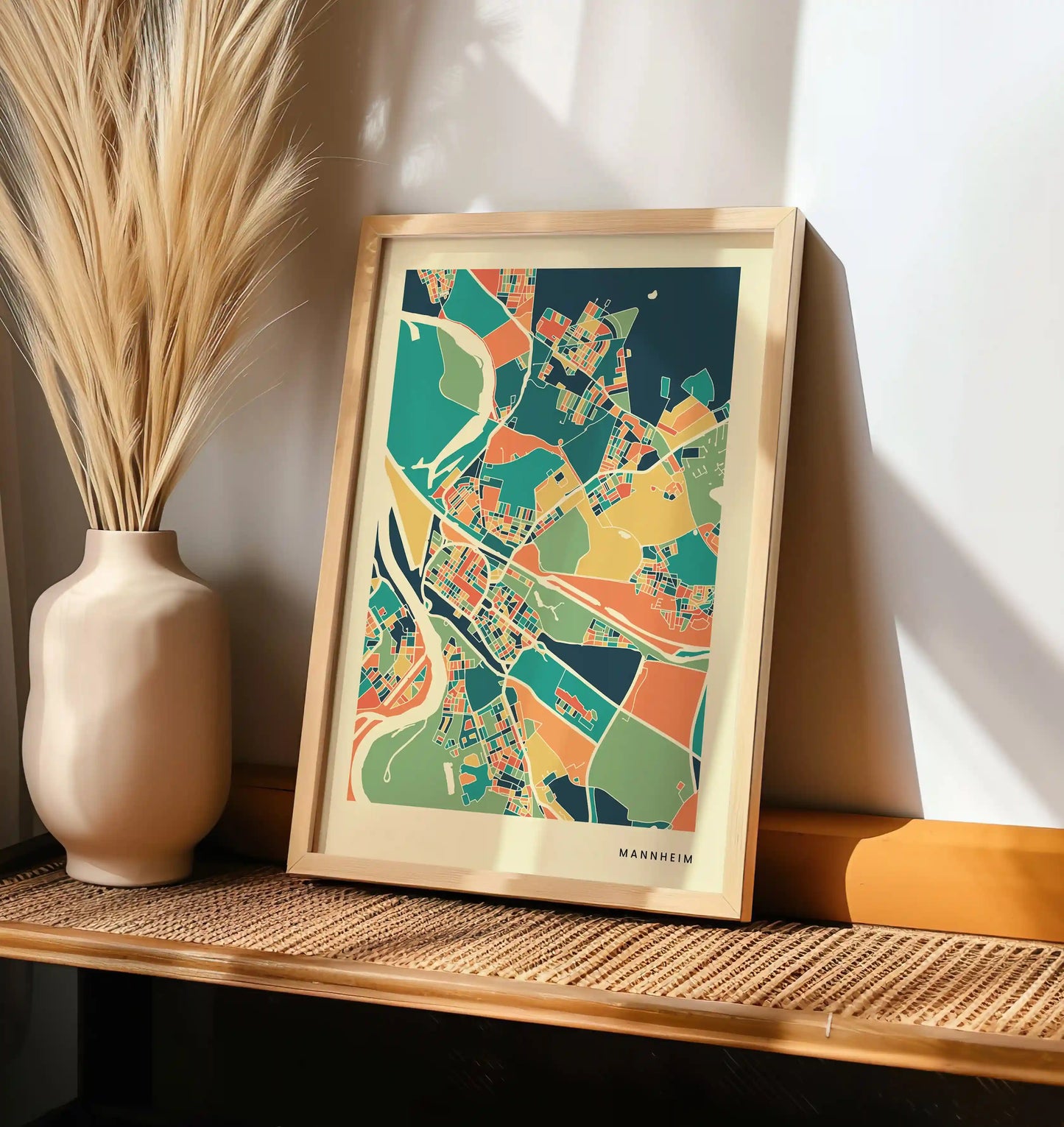 Mannheim Stadtkarte Poster – Polychroma Modern Art Print