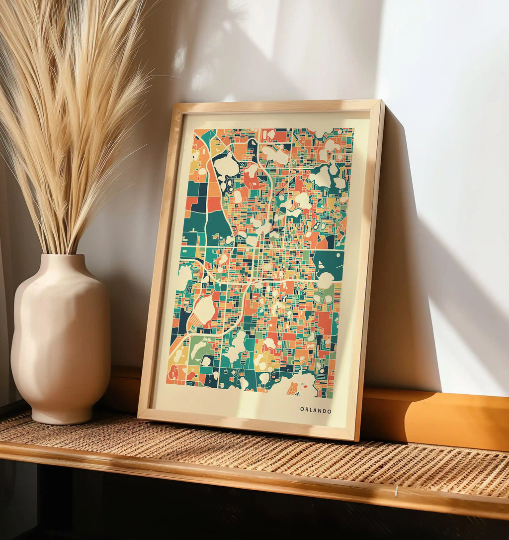 Orlando Stadtkarte Poster – Polychroma Modern Art Print
