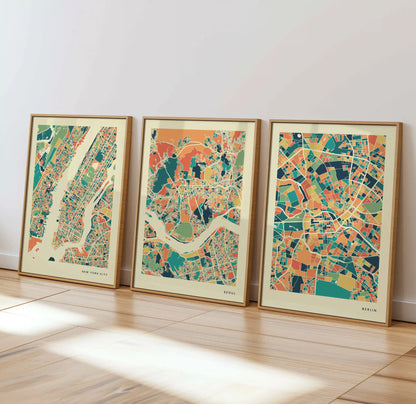 Seoul Stadtkarte Poster – Polychroma Modern Art Print