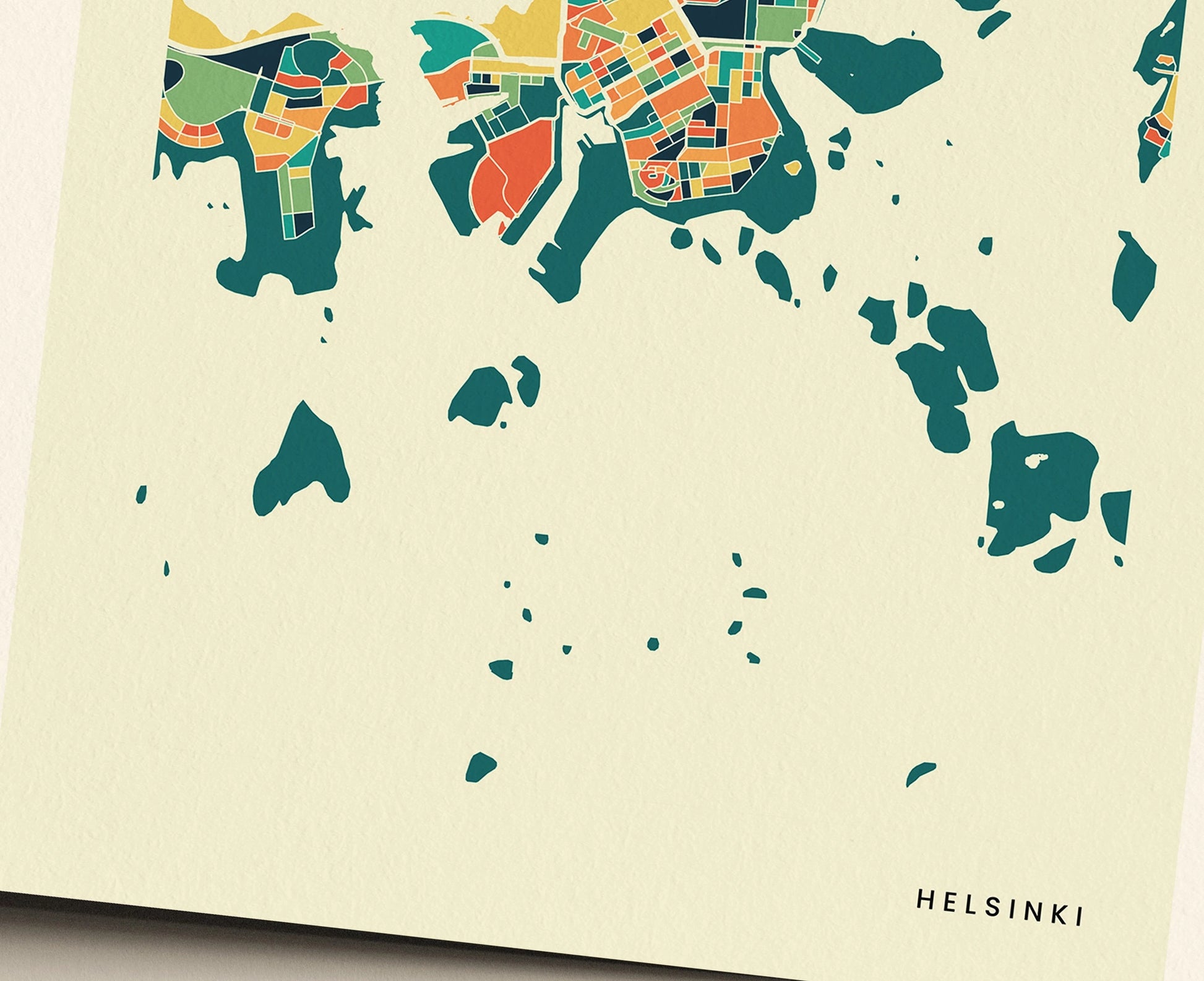 Helsinki Stadtkarte Poster – Polychroma Modern Art Print
