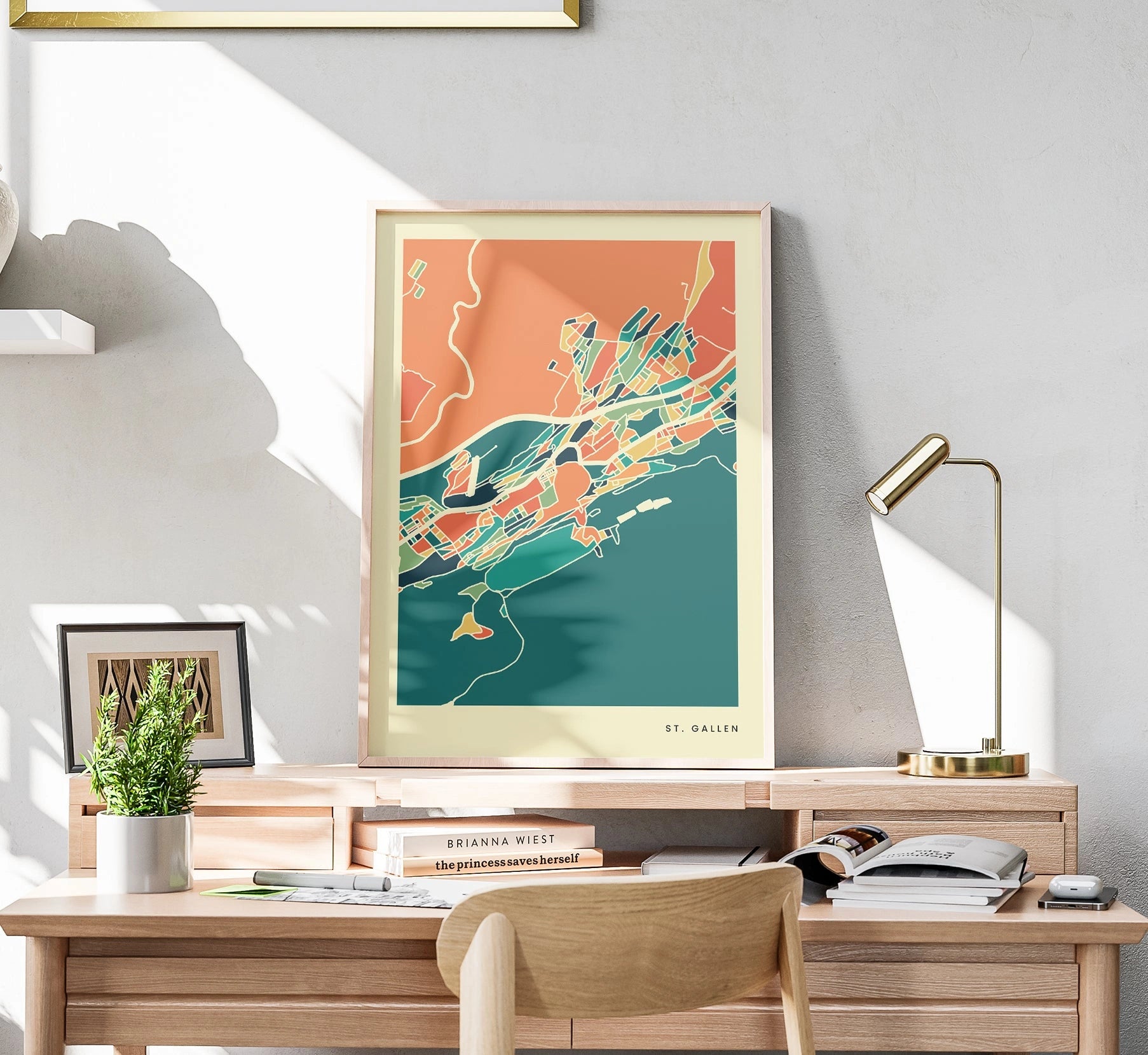 St. Gallen Stadtkarte Poster – Polychroma Modern Art Print