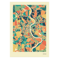 Köln Stadtkarte Poster – Polychroma Modern Art Print