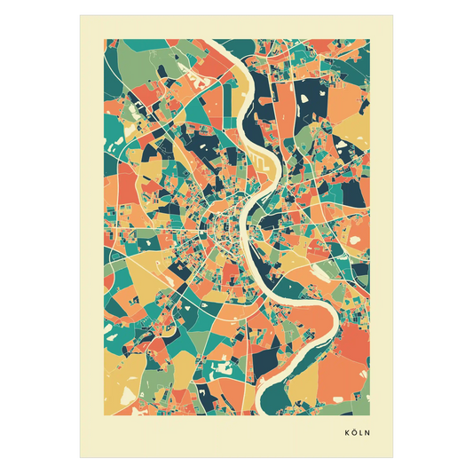 Köln Stadtkarte Poster – Polychroma Modern Art Print