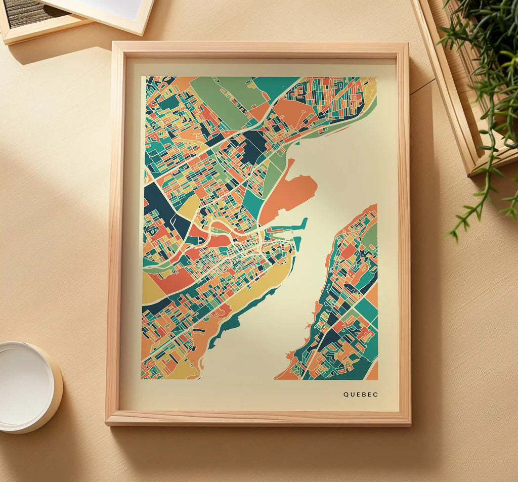 Quebec Stadtkarte Poster – Polychroma Modern Art Print