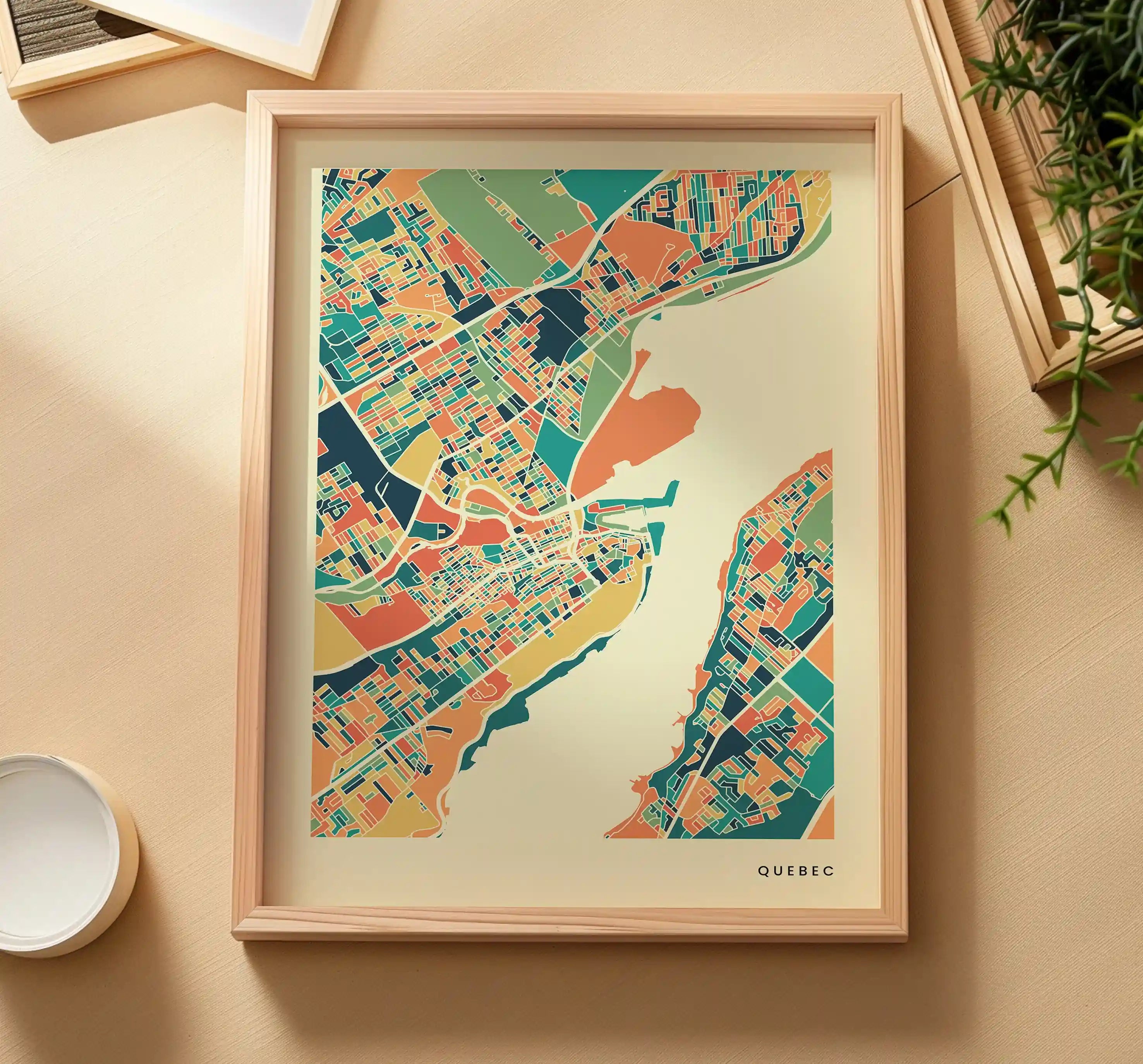 Quebec Stadtkarte Poster – Polychroma Modern Art Print