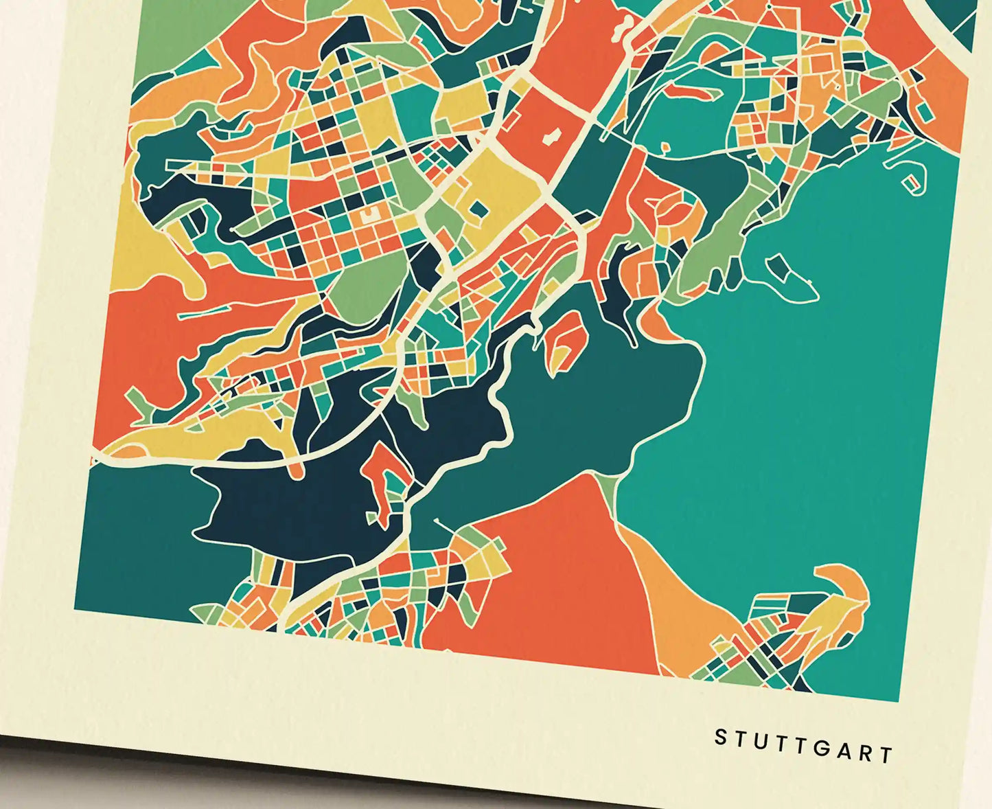 Stuttgart Stadtkarte Poster - Polychroma Stadtplan Modern Art Print Stadtkarte Poster – Polychroma Modern Art Print
