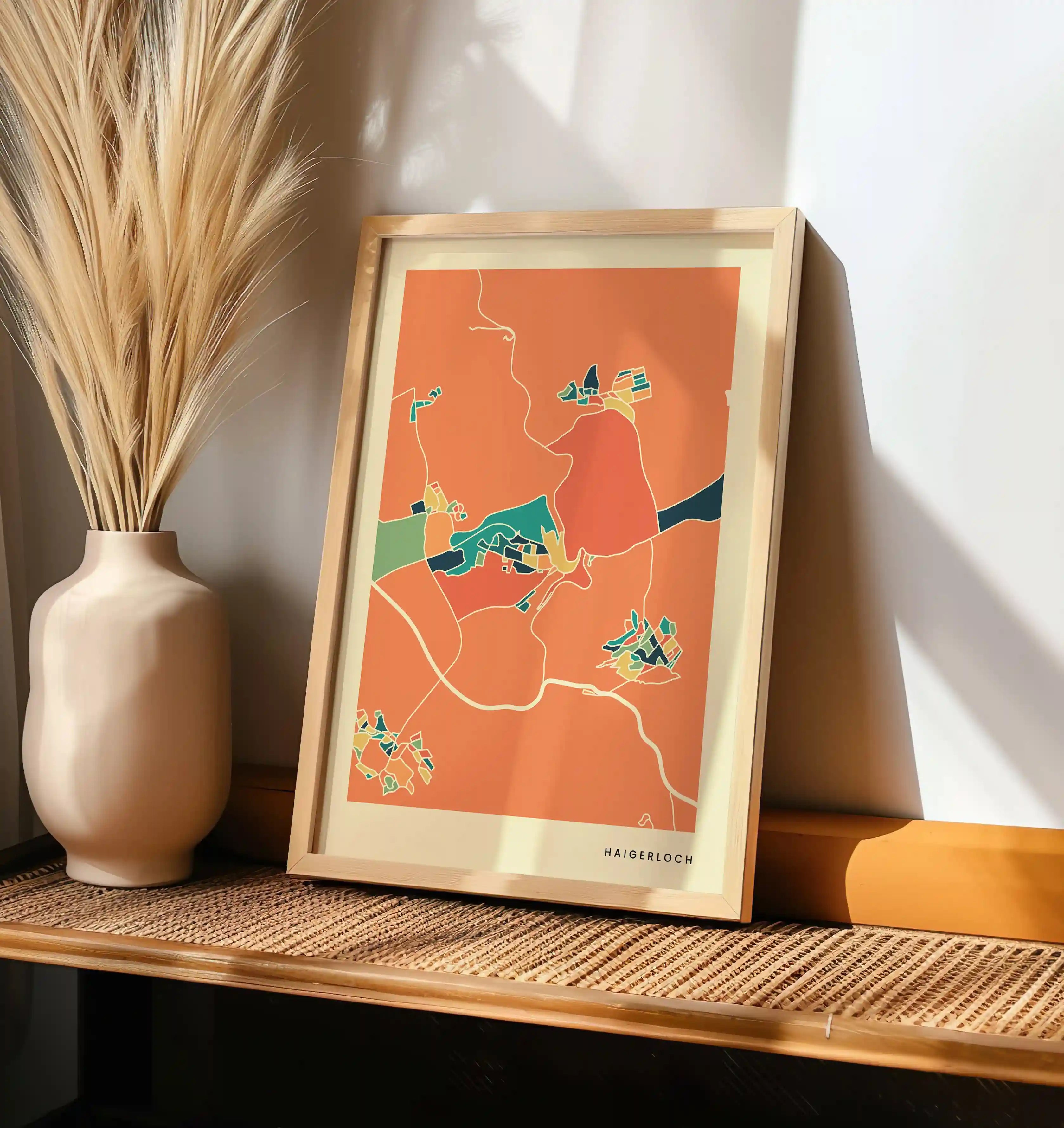 Haigerloch Stadtkarte Poster – Polychroma Modern Art Print