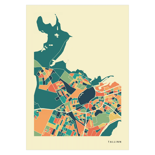 Tallinn Stadtkarte Poster – Polychroma Modern Art Print