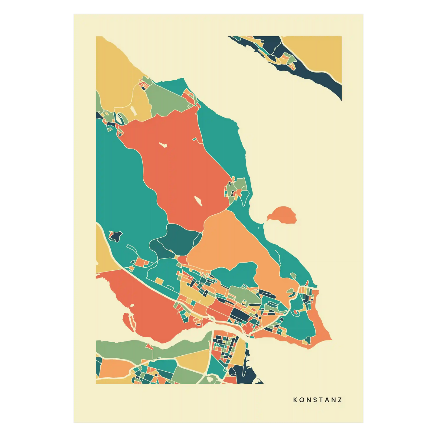 Konstanz Stadtkarte Poster – Polychroma Modern Art Print