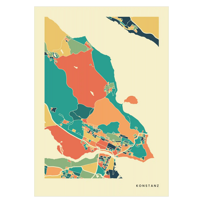 Konstanz Stadtkarte Poster – Polychroma Modern Art Print