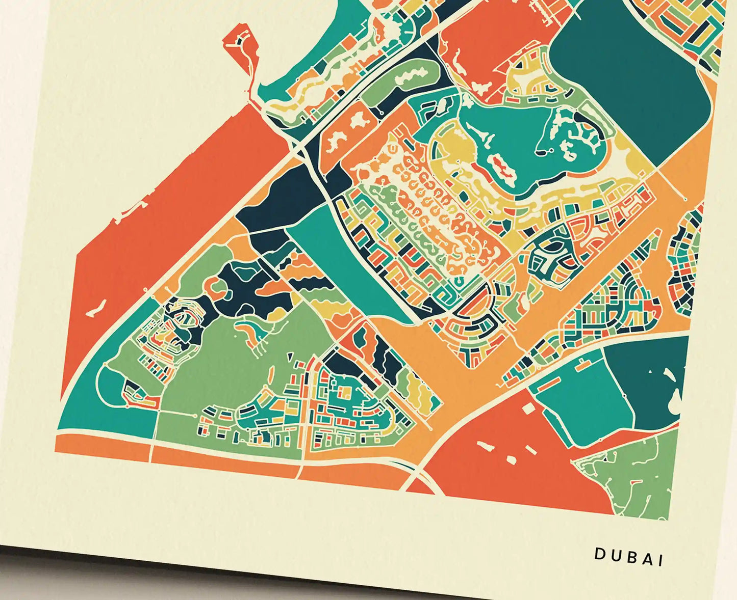 Dubai Stadtkarte Poster – Polychroma Modern Art Print