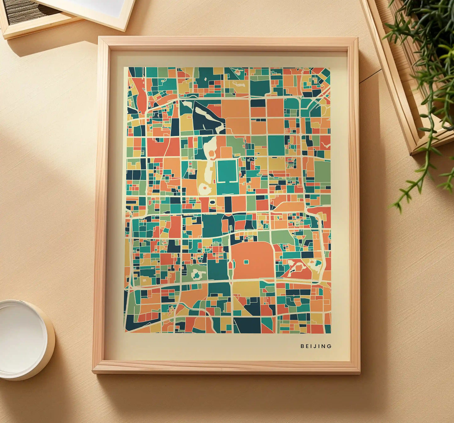 Beijing Stadtkarte Poster – Polychroma Modern Art Print