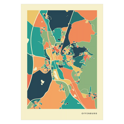 Offenburg Stadtkarte Poster – Polychroma Modern Art Print