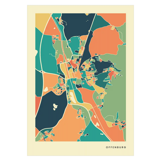 Offenburg Stadtkarte Poster – Polychroma Modern Art Print