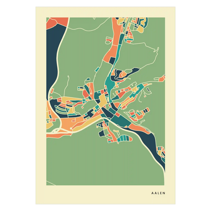 Aalen Stadtkarte Poster – Polychroma Modern Art Print
