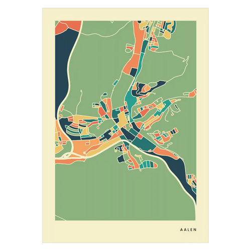 Aalen Stadtkarte Poster – Polychroma Modern Art Print