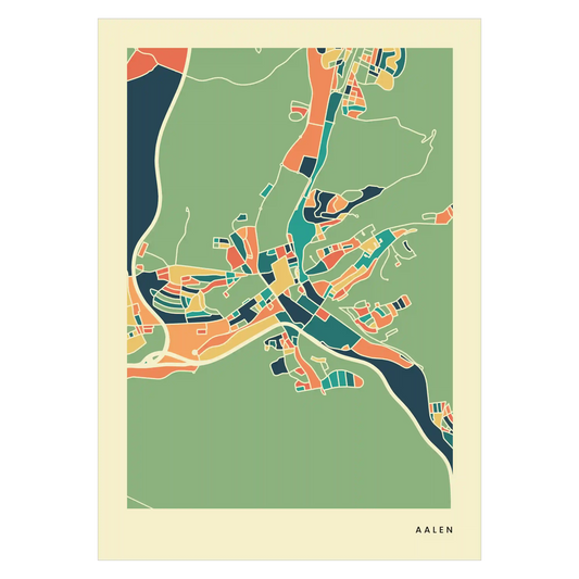 Aalen Stadtkarte Poster – Polychroma Modern Art Print