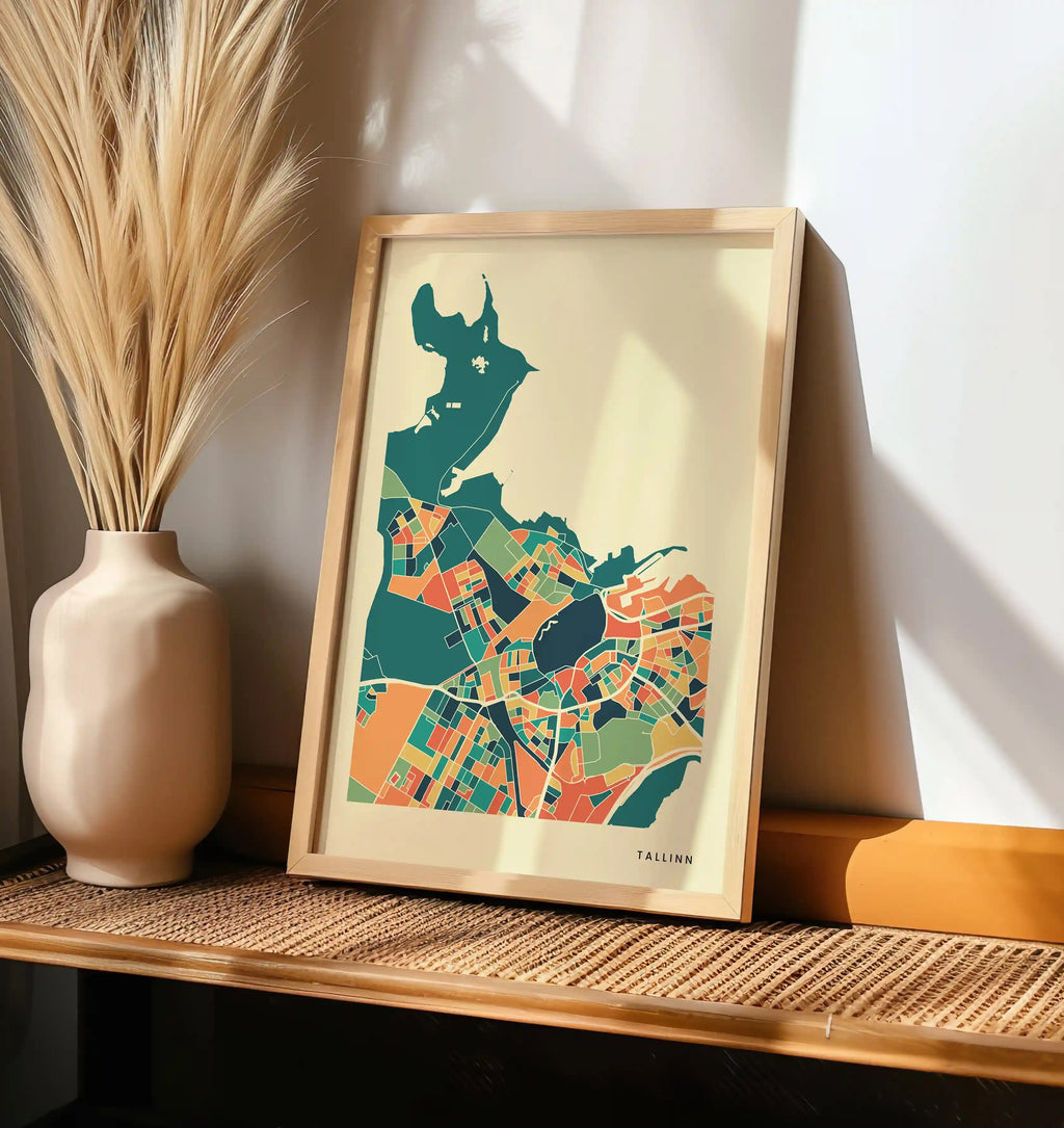 Tallinn Stadtkarte Poster – Polychroma Modern Art Print