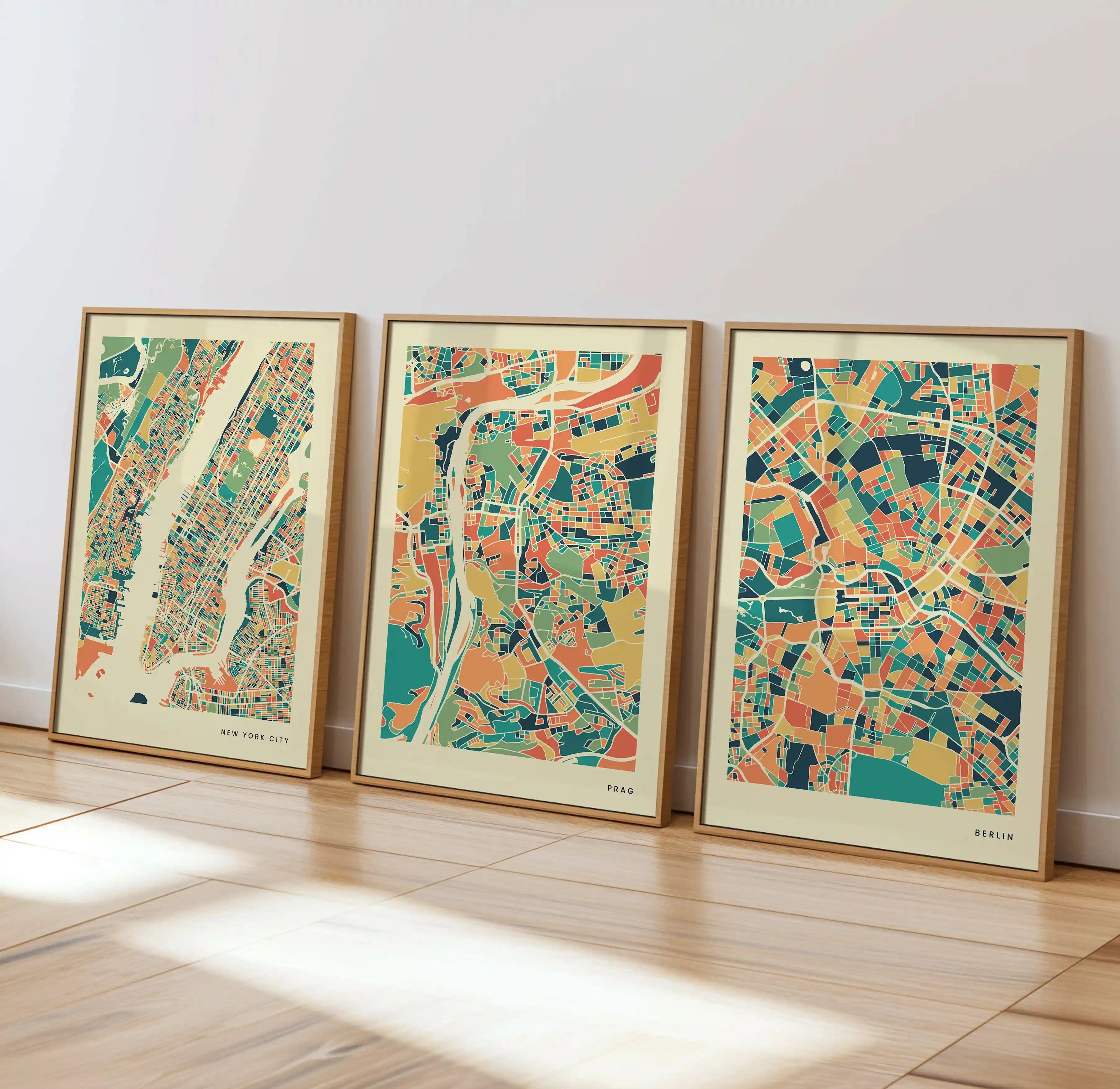 Prag Stadtkarte Poster – Polychroma Modern Art Print
