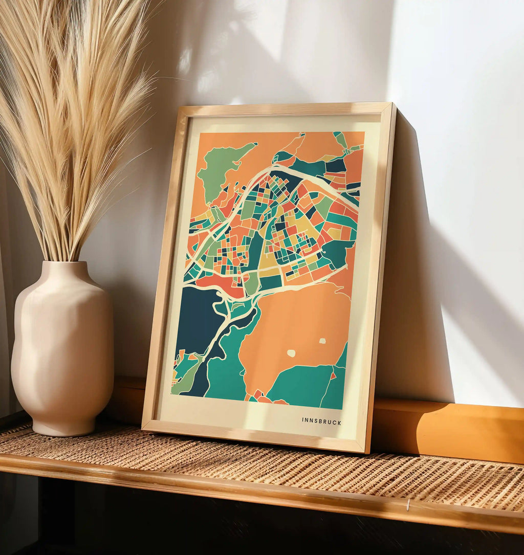 Innsbruck Stadtkarte Poster – Polychroma Modern Art Print