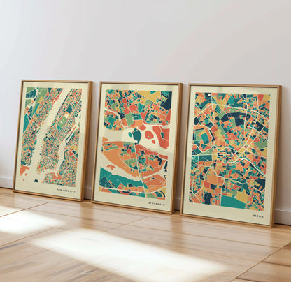 Stockholm Stadtkarte Poster – Polychroma Modern Art Print