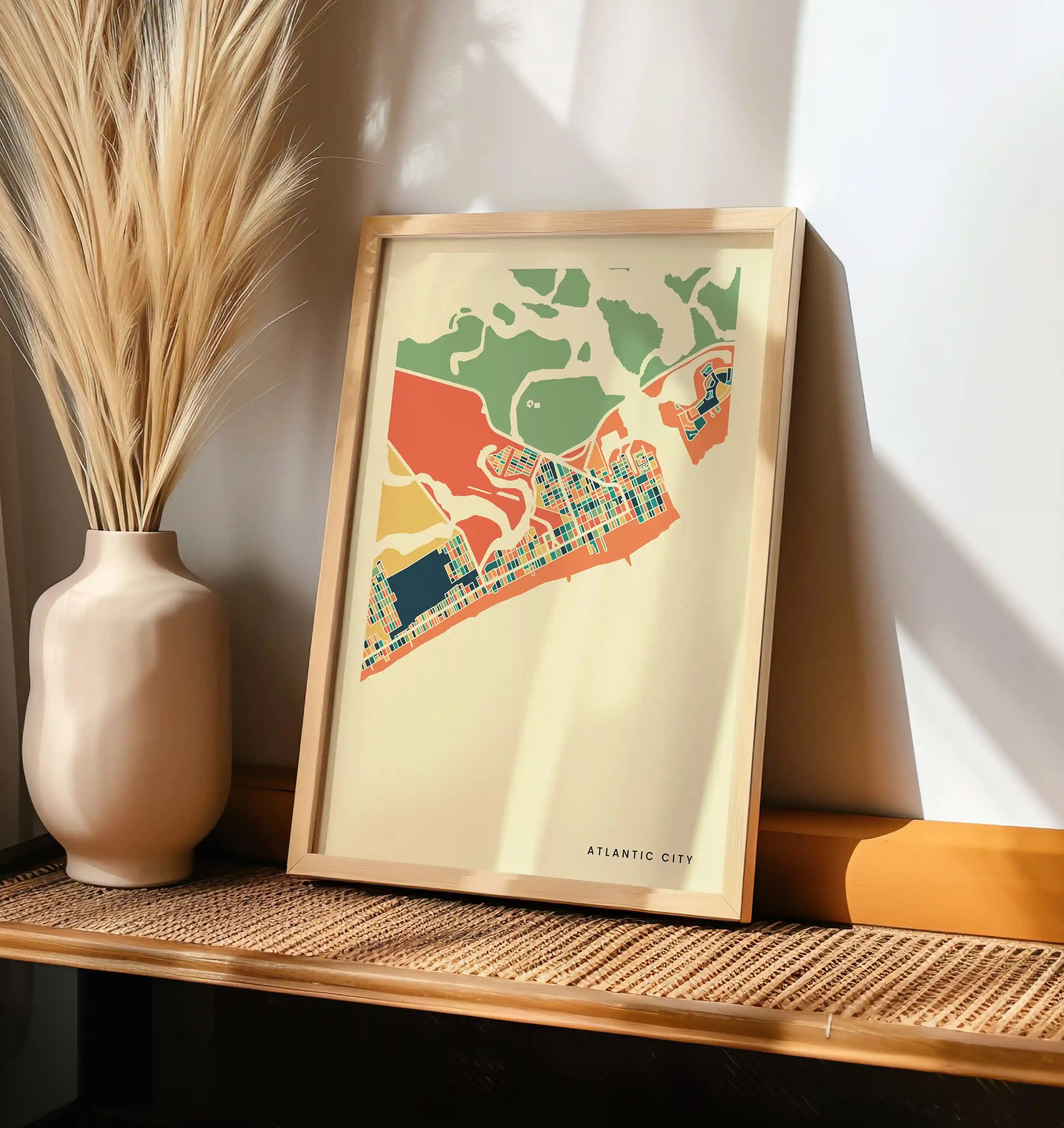 Atlantic City Stadtkarte Poster – Polychroma Modern Art Print