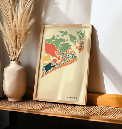 Atlantic City Stadtkarte Poster – Polychroma Modern Art Print