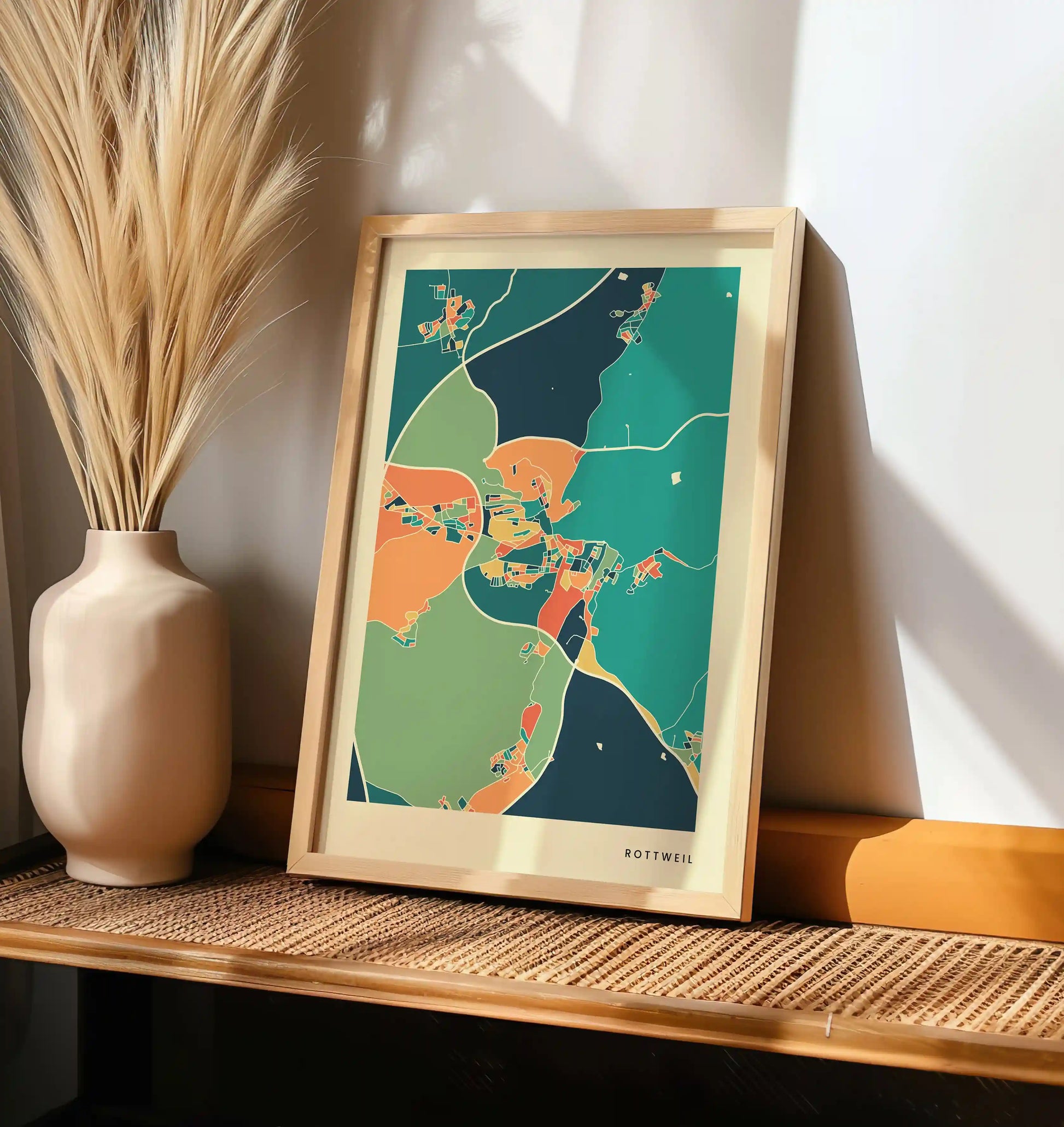 Rottweil Stadtkarte Poster – Polychroma Modern Art Print