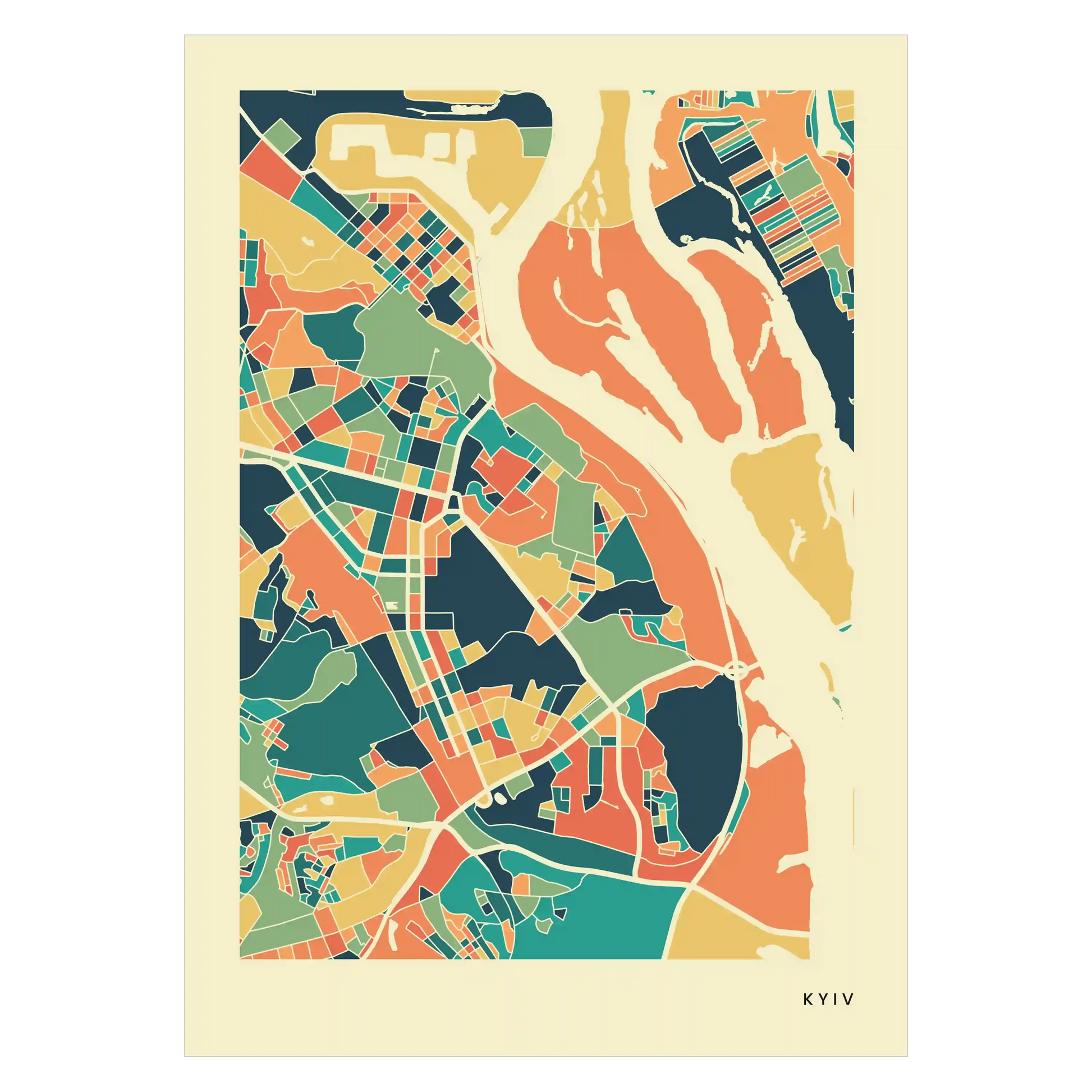 Kyiv Stadtkarte Poster – Polychroma Modern Art Print