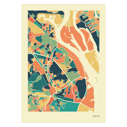 Kyiv Stadtkarte Poster – Polychroma Modern Art Print