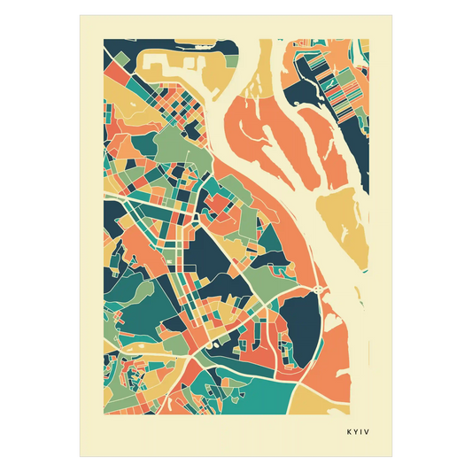 Kyiv Stadtkarte Poster – Polychroma Modern Art Print