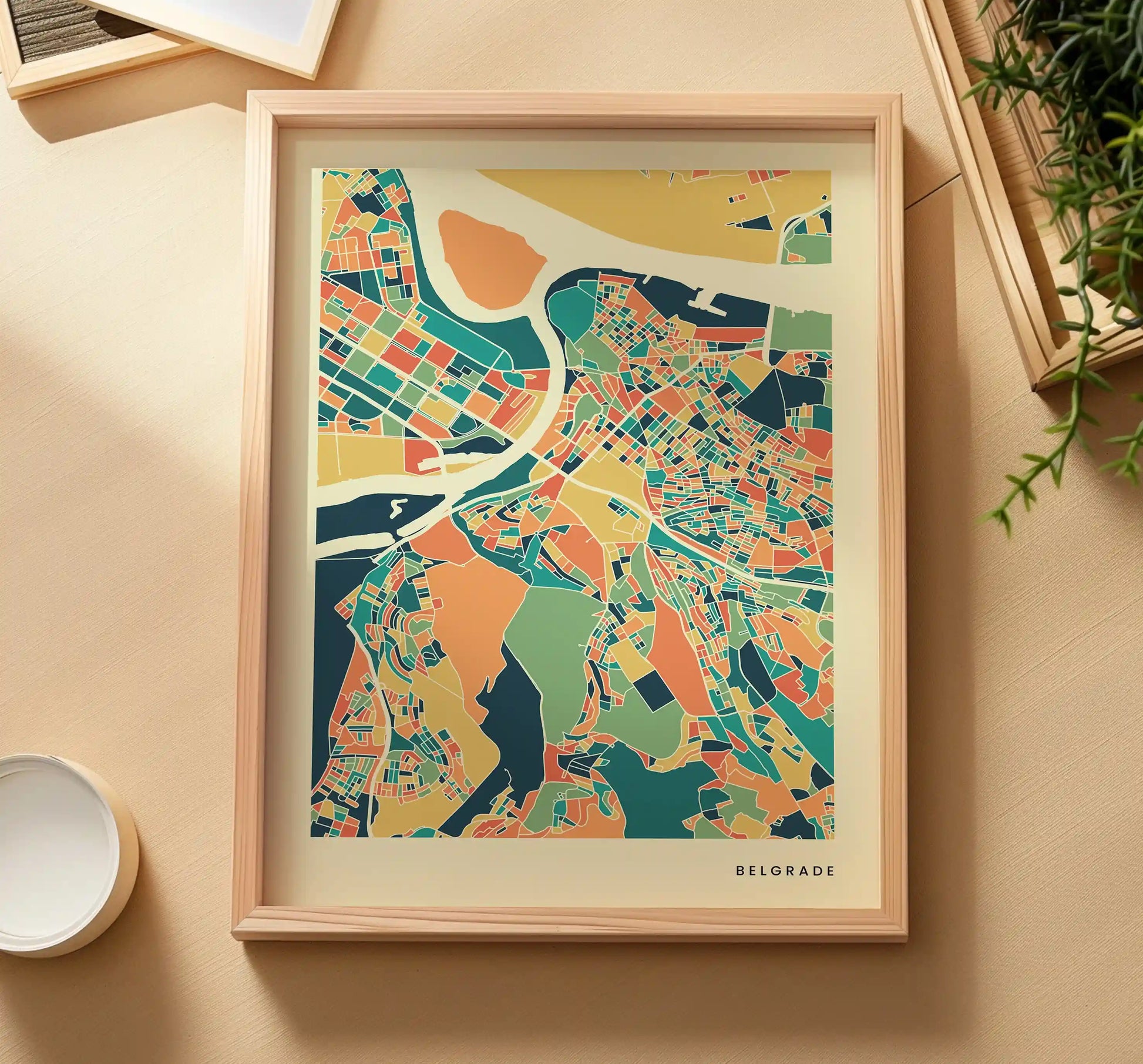 Belgrade Stadtkarte Poster – Polychroma Modern Art Print