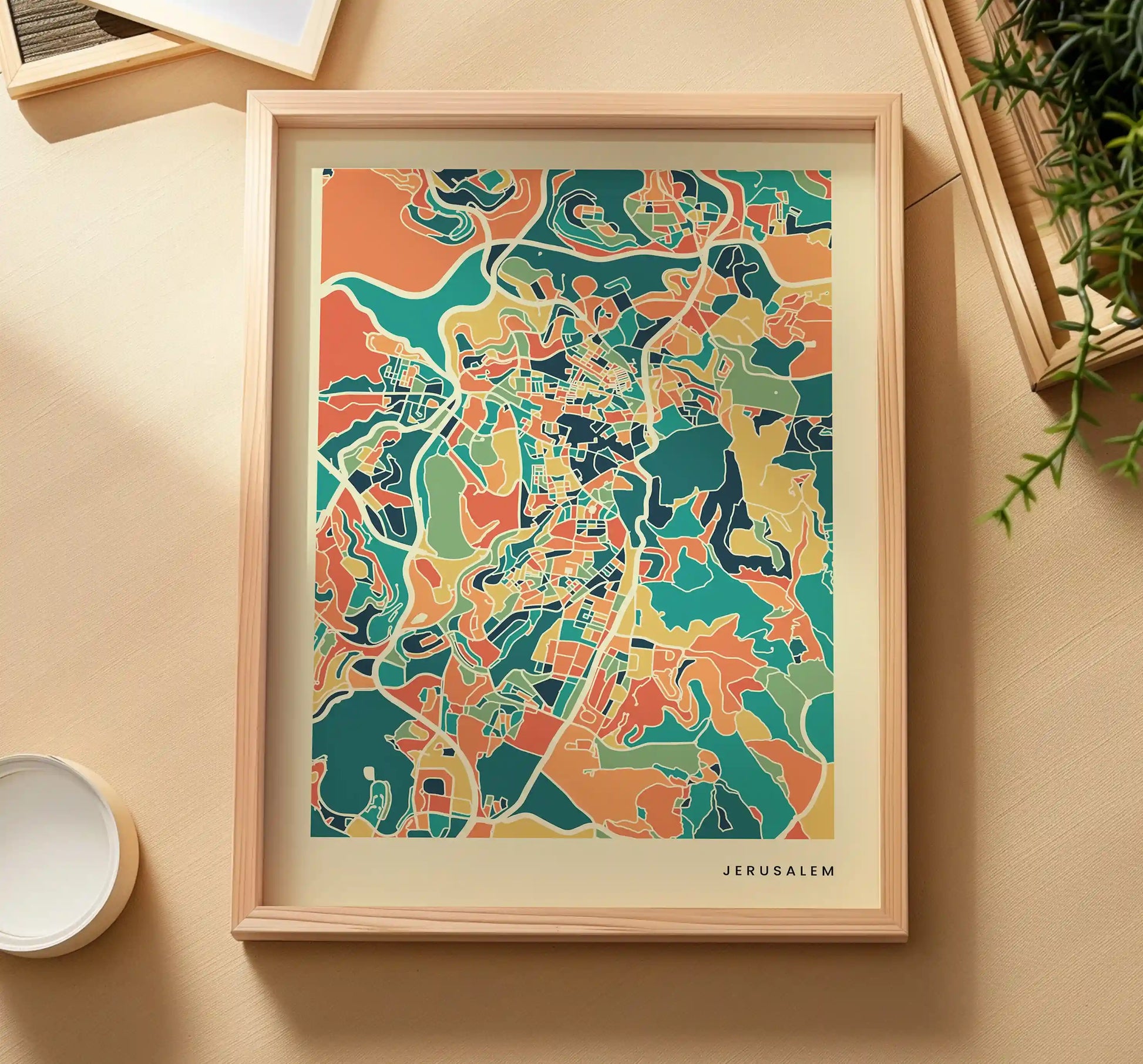 Jerusalem Stadtkarte Poster – Polychroma Modern Art Print