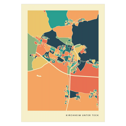 Kirchheim unter Teck Stadtkarte Poster – Polychroma Modern Art Print