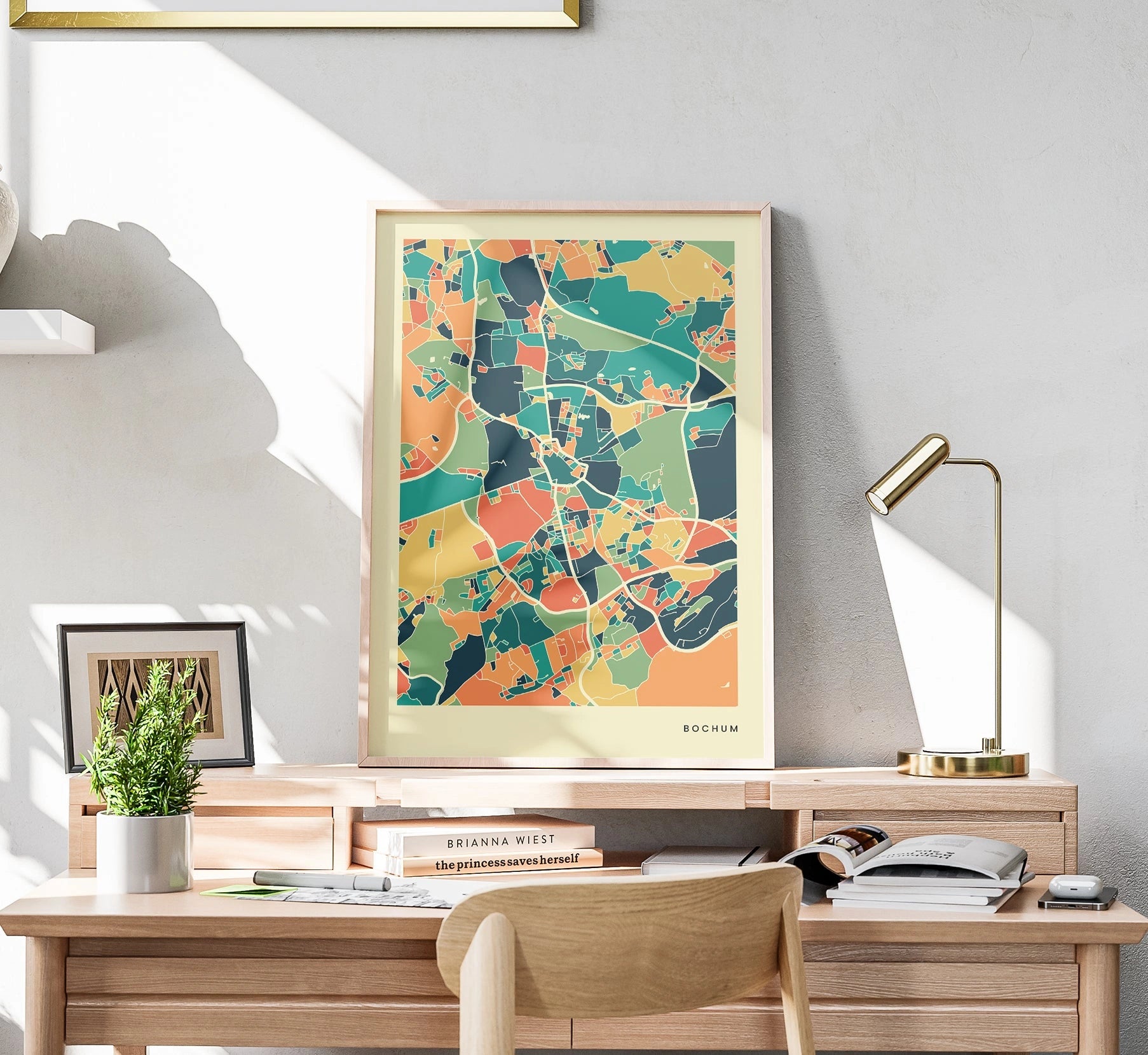 Bochum Stadtkarte Poster – Polychroma Modern Art Print