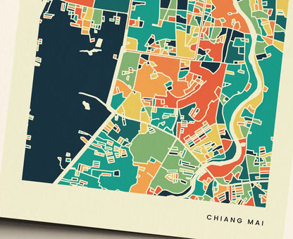 Chiang Mai Stadtkarte Poster – Polychroma Modern Art Print
