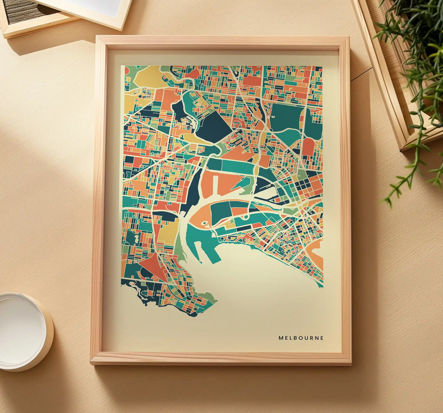 Melbourne Stadtkarte Poster – Polychroma Modern Art Print
