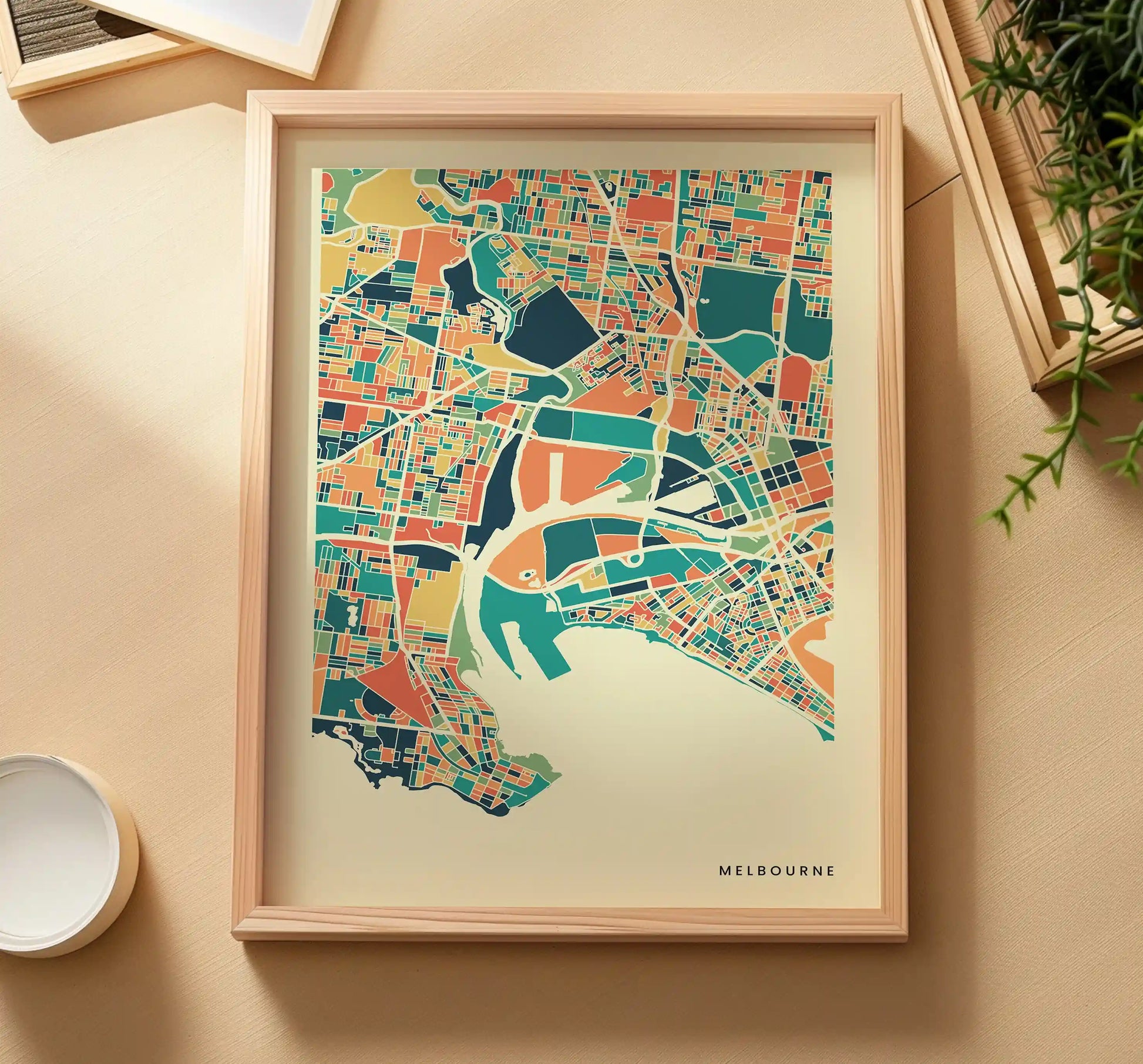 Melbourne Stadtkarte Poster – Polychroma Modern Art Print