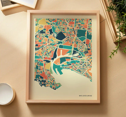 Melbourne Stadtkarte Poster – Polychroma Modern Art Print