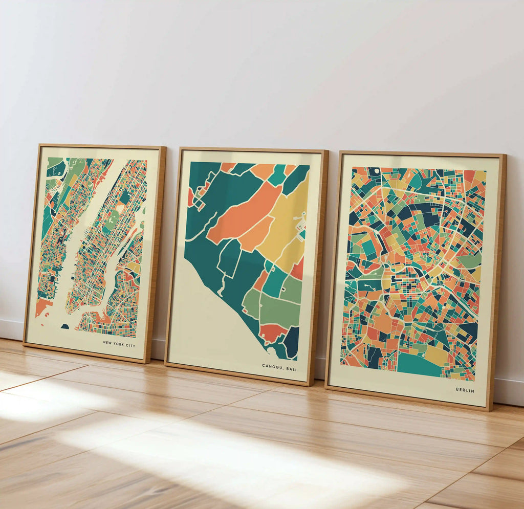 Canggu Bali Stadtkarte Poster – Polychroma Modern Art Print