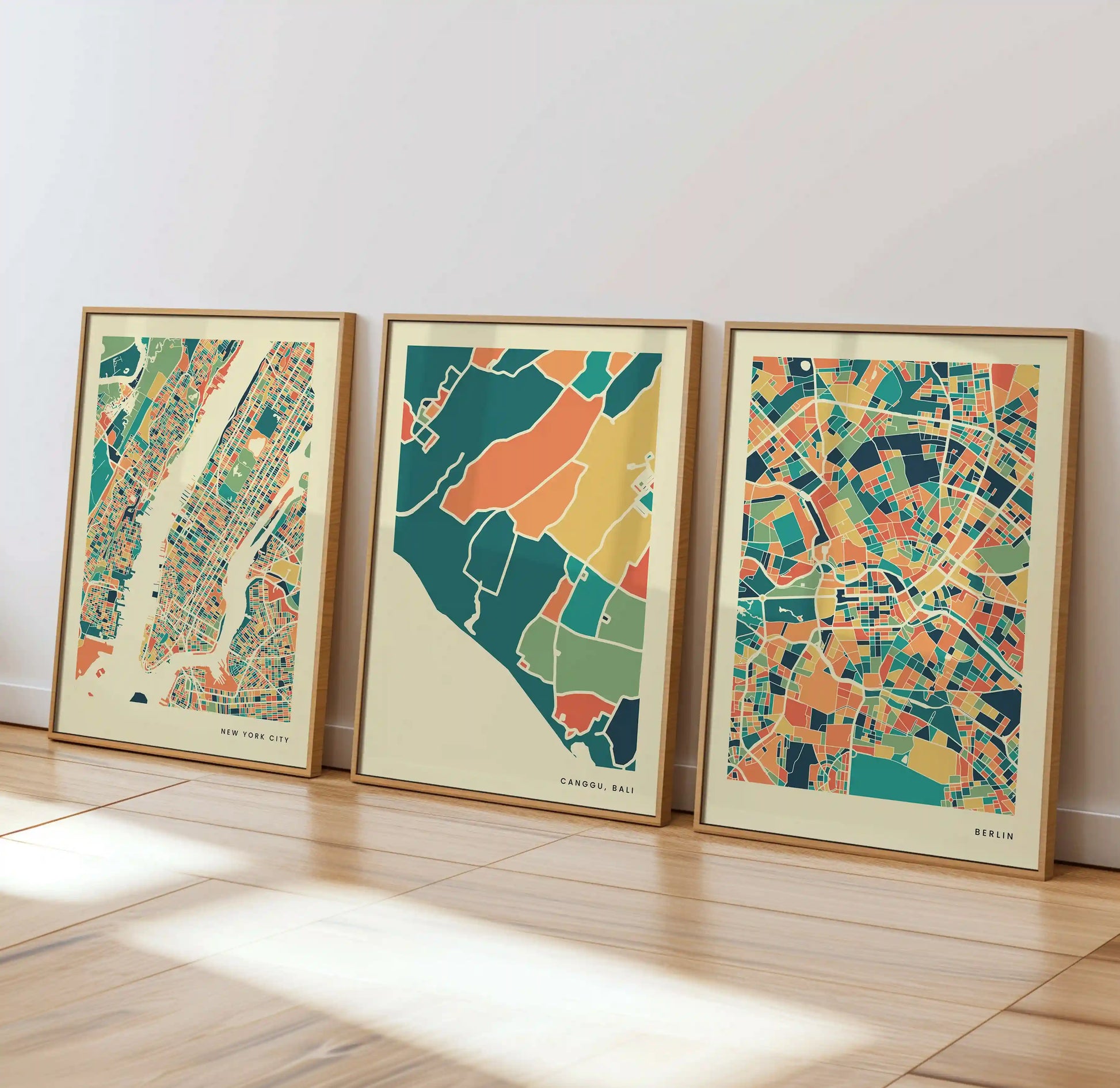 Canggu Bali Stadtkarte Poster – Polychroma Modern Art Print