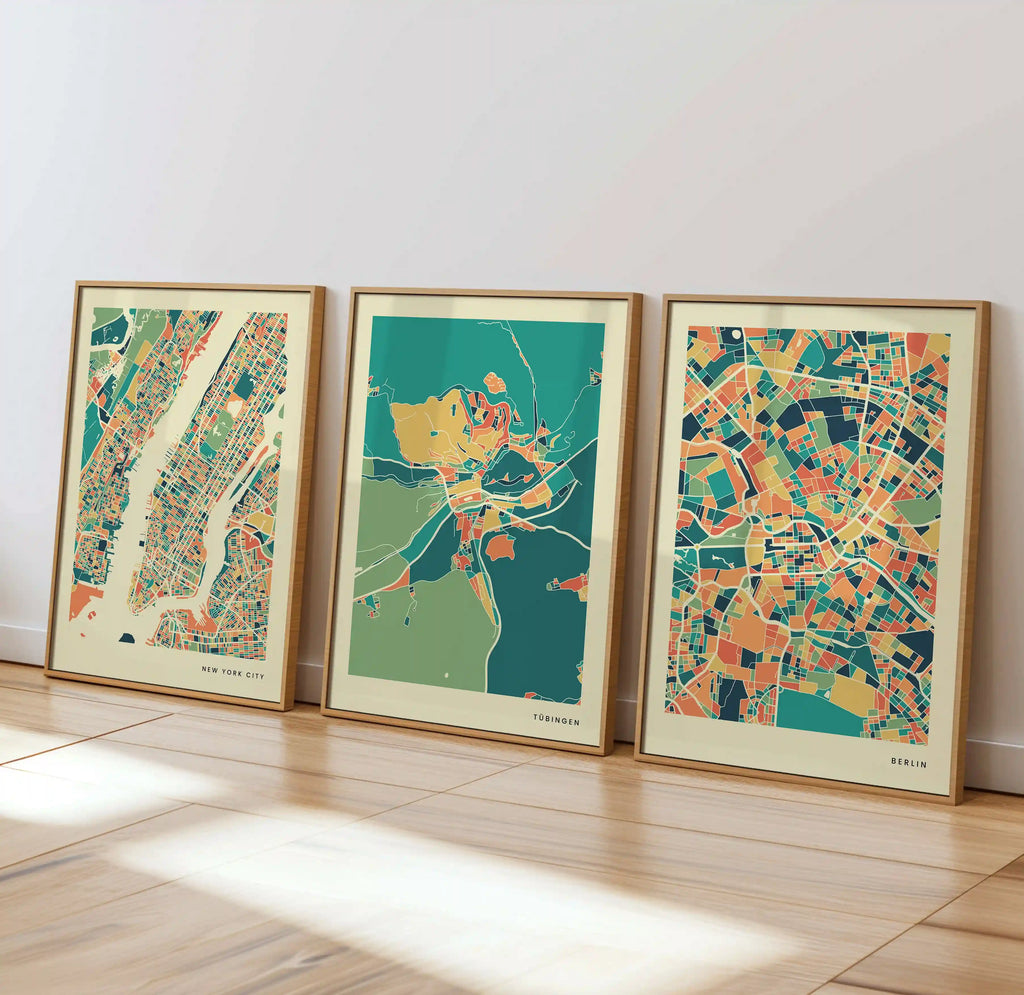 Tübingen Stadtkarte Poster – Polychroma Modern Art Print