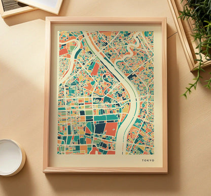 Tokyo Stadtkarte Poster - Polychroma Stadtplan Modern Art Print Stadtkarte Poster – Polychroma Modern Art Print