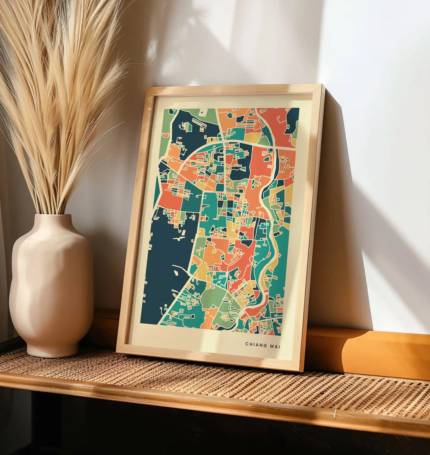 Chiang Mai Stadtkarte Poster – Polychroma Modern Art Print