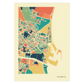 Valencia Stadtkarte Poster – Polychroma Modern Art Print