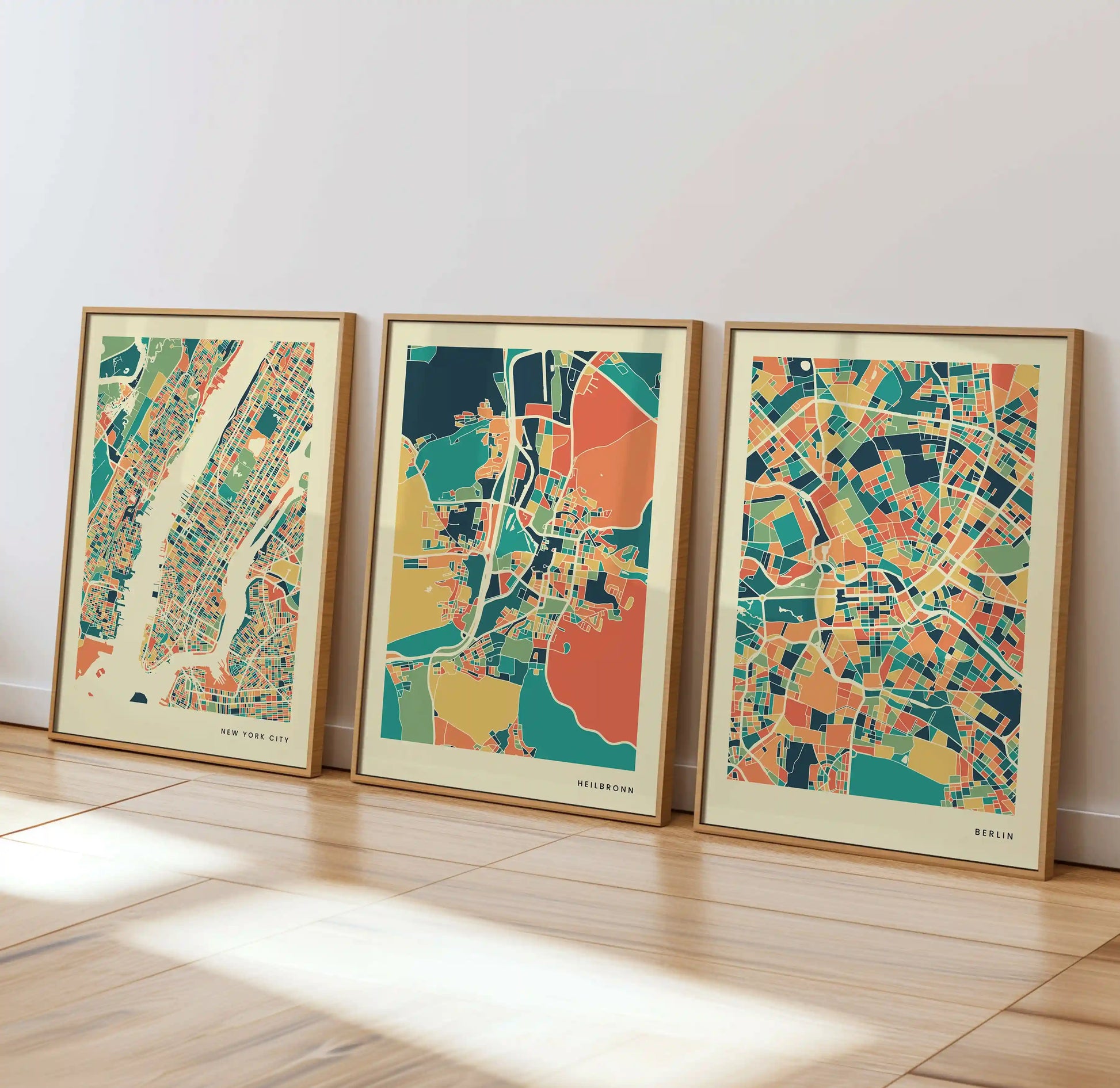 Heilbronn Stadtkarte Poster – Polychroma Modern Art Print