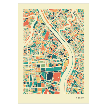 Tokyo Stadtkarte Poster - Polychroma Stadtplan Modern Art Print Stadtkarte Poster – Polychroma Modern Art Print