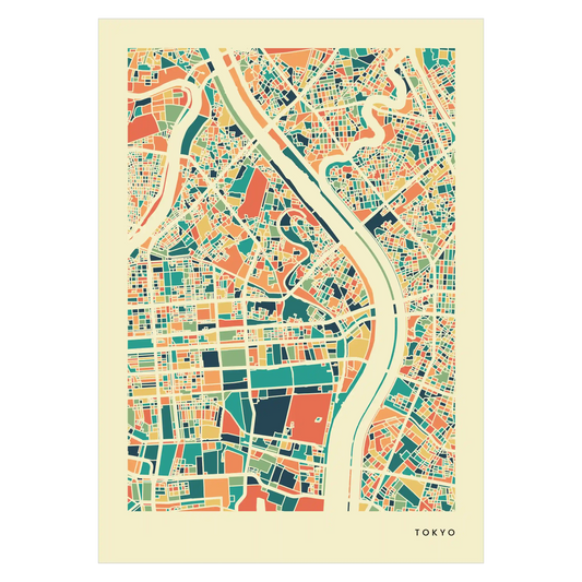 Tokyo Stadtkarte Poster - Polychroma Stadtplan Modern Art Print Stadtkarte Poster – Polychroma Modern Art Print